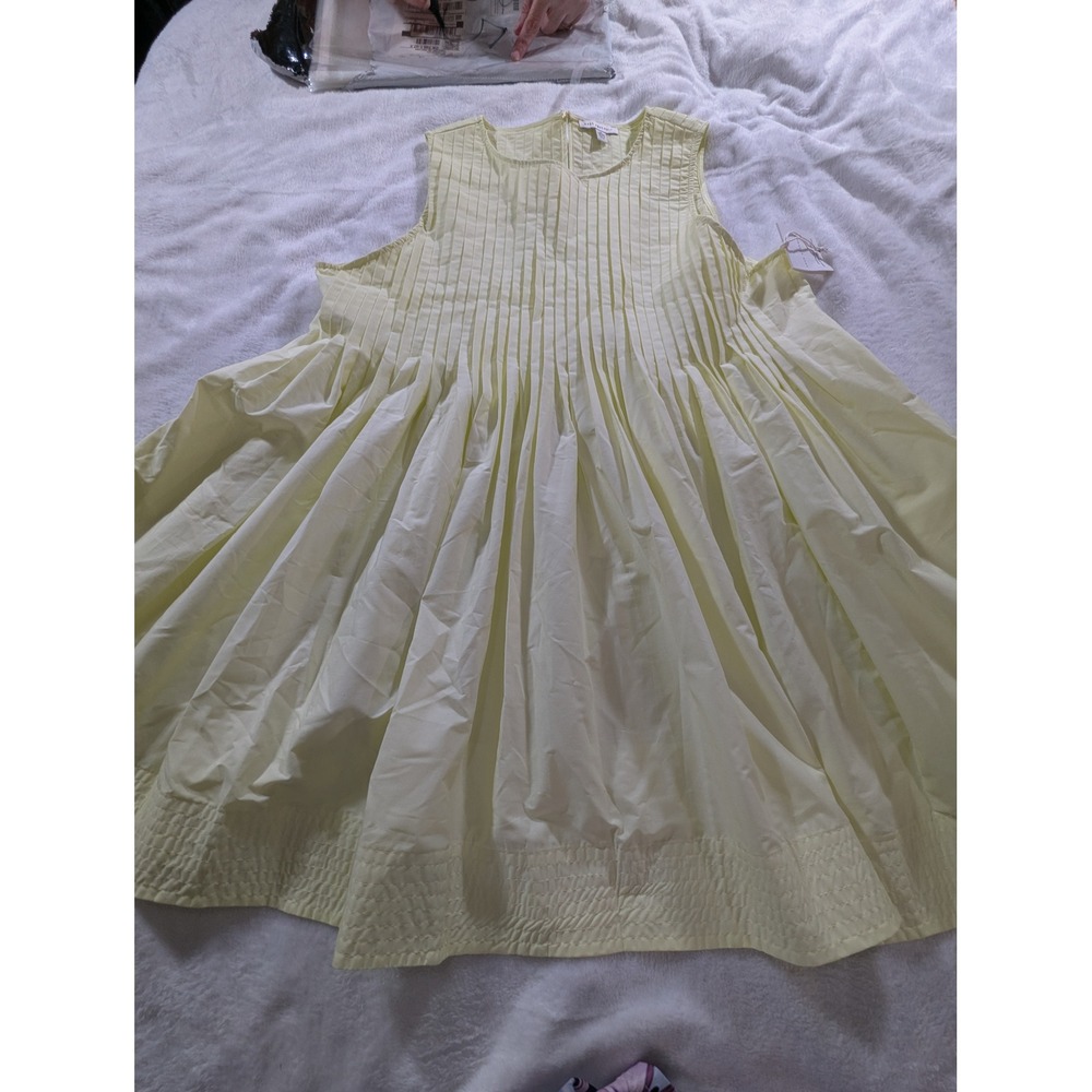 Free Assembly Pleated Mini Dress Womens XL Yellow New Sleeveless Babydoll